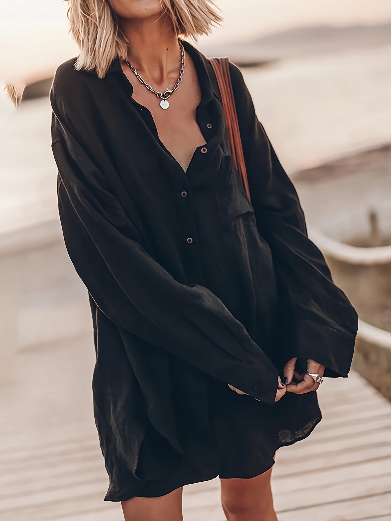 Damen lässige Oversized-Bluse aus Leinen Krohn-e