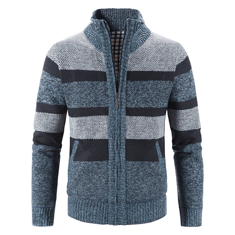 Herren modische Strickjacke mit Stehkragen und Reißverschluss Krohn-e