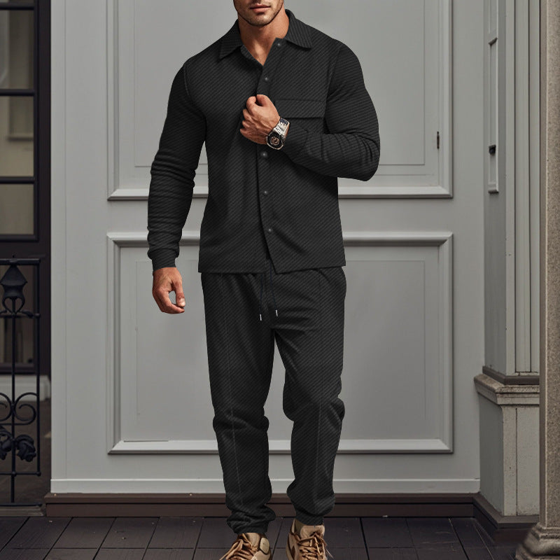 Herren lässige Schlafanzug-Kombination mit eleganten Knopfdetails Krohn-e