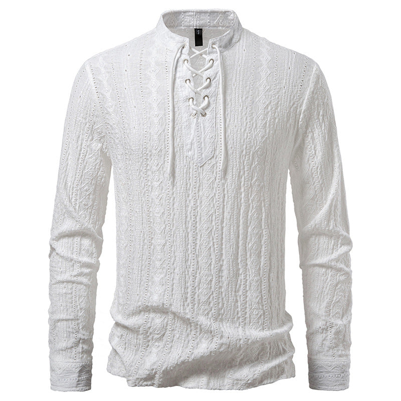 Herren Langärmliges Shirt mit kreativem Schnürdesign Krohn-e