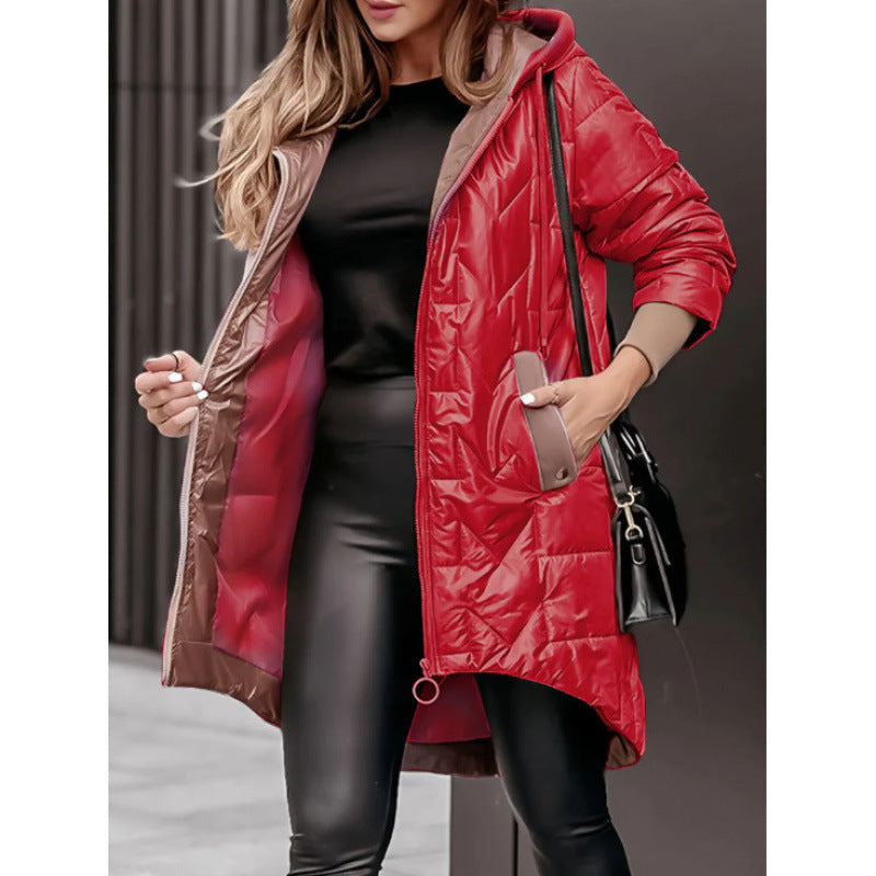Damen Lässige Steppjacke mit Kapuze und großen Taschen Krohn-e