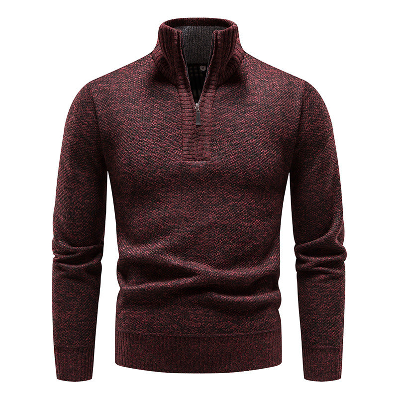 Herren eleganter Strickpullover mit modernem Stehkragen und Reißverschluss Krohn-e