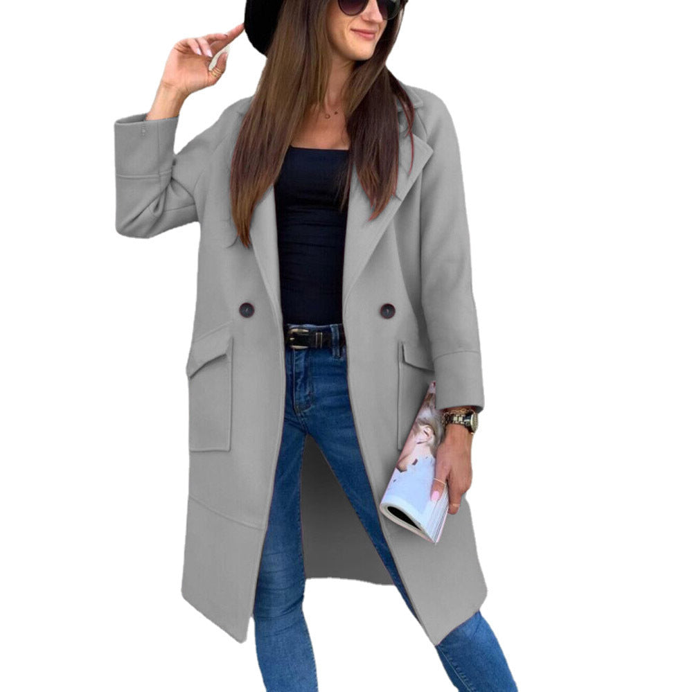 Damen lässiger Oversized-Mantel mit modernen Taschen und elegantem Revers Krohn-e