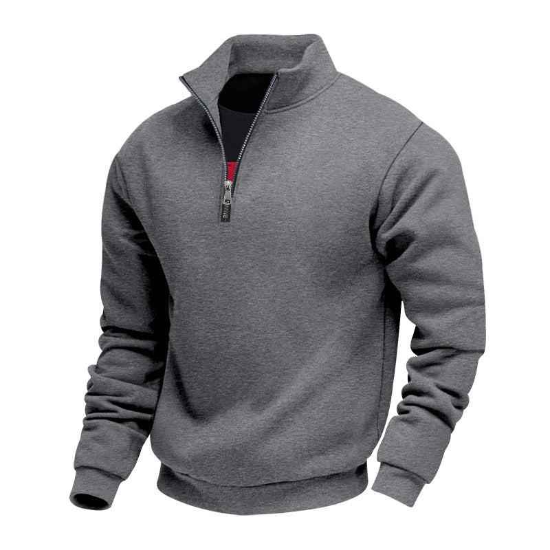 Herren leichter Fleecepullover mit Stehkragen und halblangem Reißverschluss Krohn-e