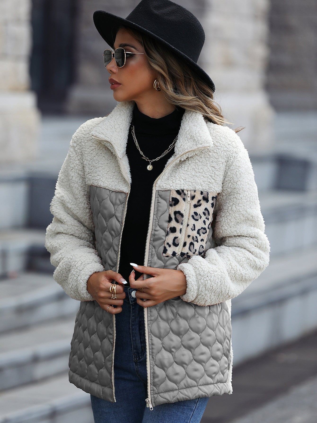 Krohn-e | Damen Wende-Fleecejacke mit Subtilen Tiermotiven
