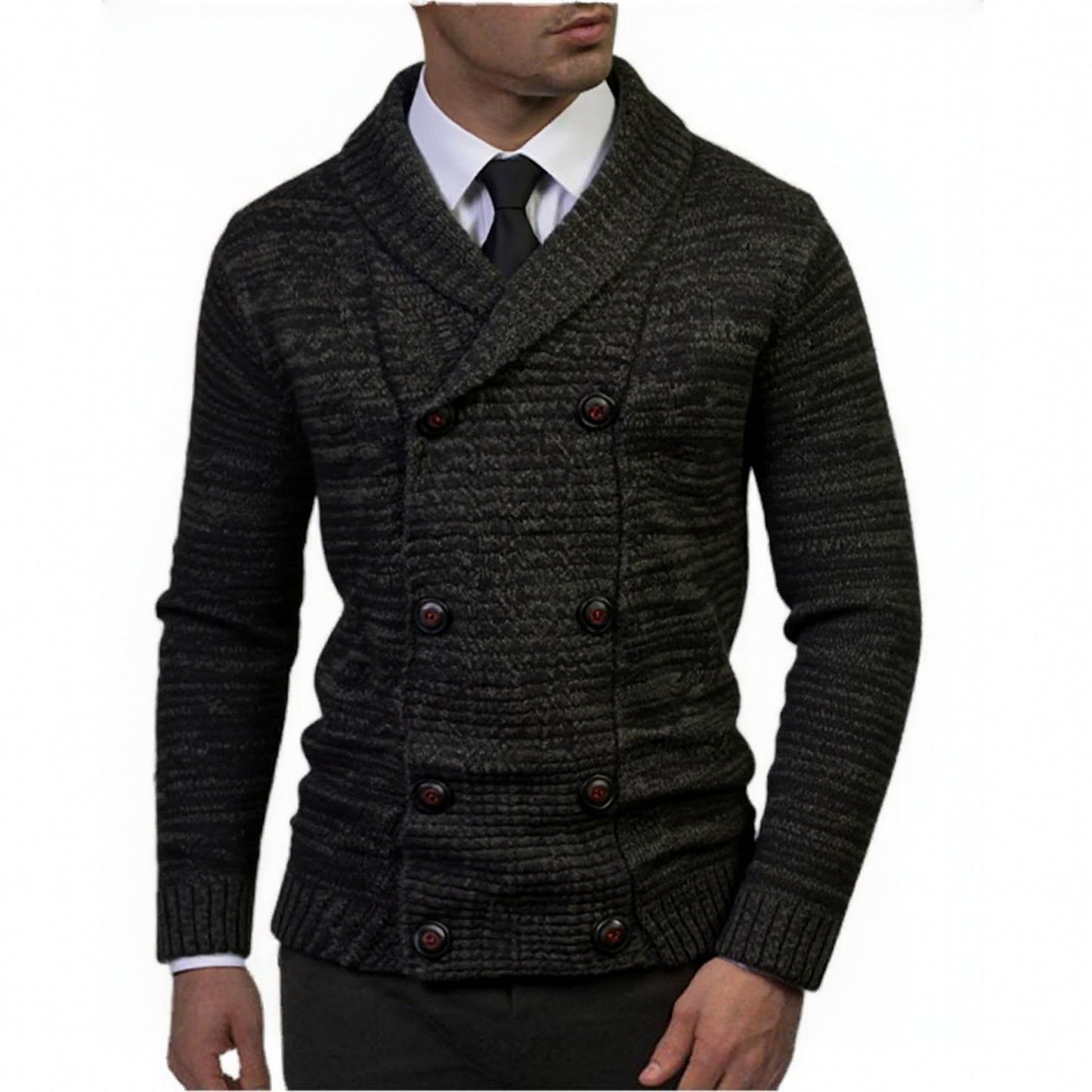 Herren modischer Strickpullover mit doppeltem Knopfverschluss und strukturiertem Design Krohn-e