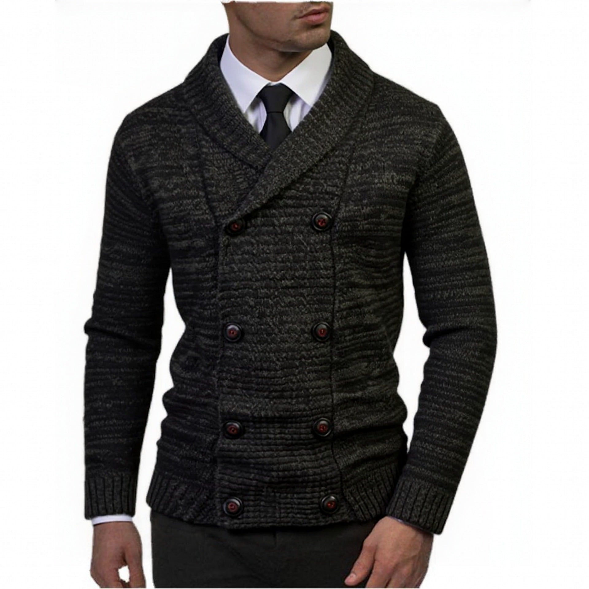 Herren modischer Strickpullover mit doppeltem Knopfverschluss und strukturiertem Design Krohn-e