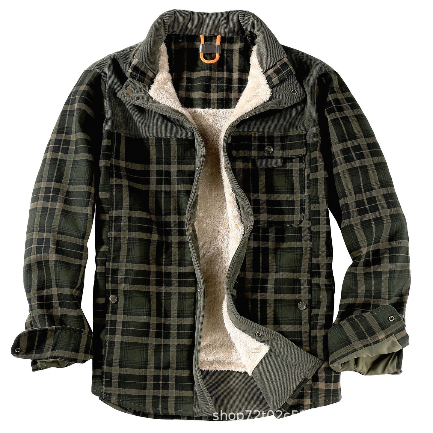 Herren gefütterte Karojacke mit Teddyfell-Hausschicht und praktischen Taschen Krohn-e