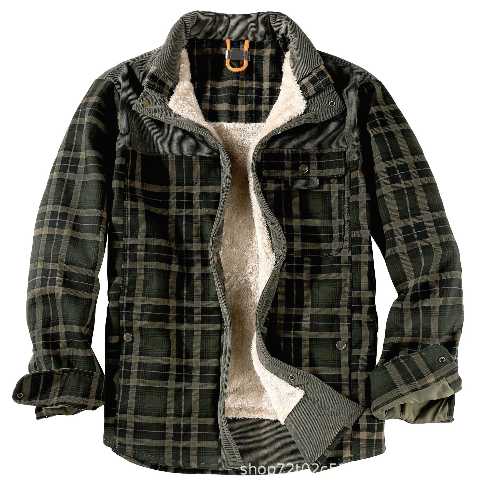 Herren gefütterte Karojacke mit Teddyfell-Hausschicht und praktischen Taschen Krohn-e