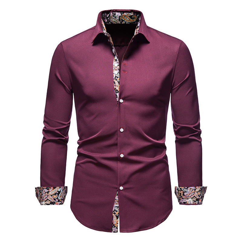 Herren elegantes Langarmhemd mit auffälligem Paisley-Muster Krohn-e