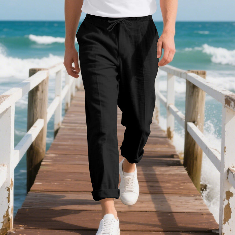 Herren bequeme Strandhose mit elastischem Bund und verstellbarem Kordelzug Krohn-e