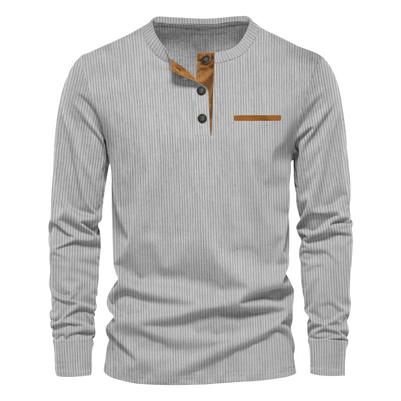 Herren Langarmshirt mit strukturiertem Design und praktischen Knopfdetails Krohn-e