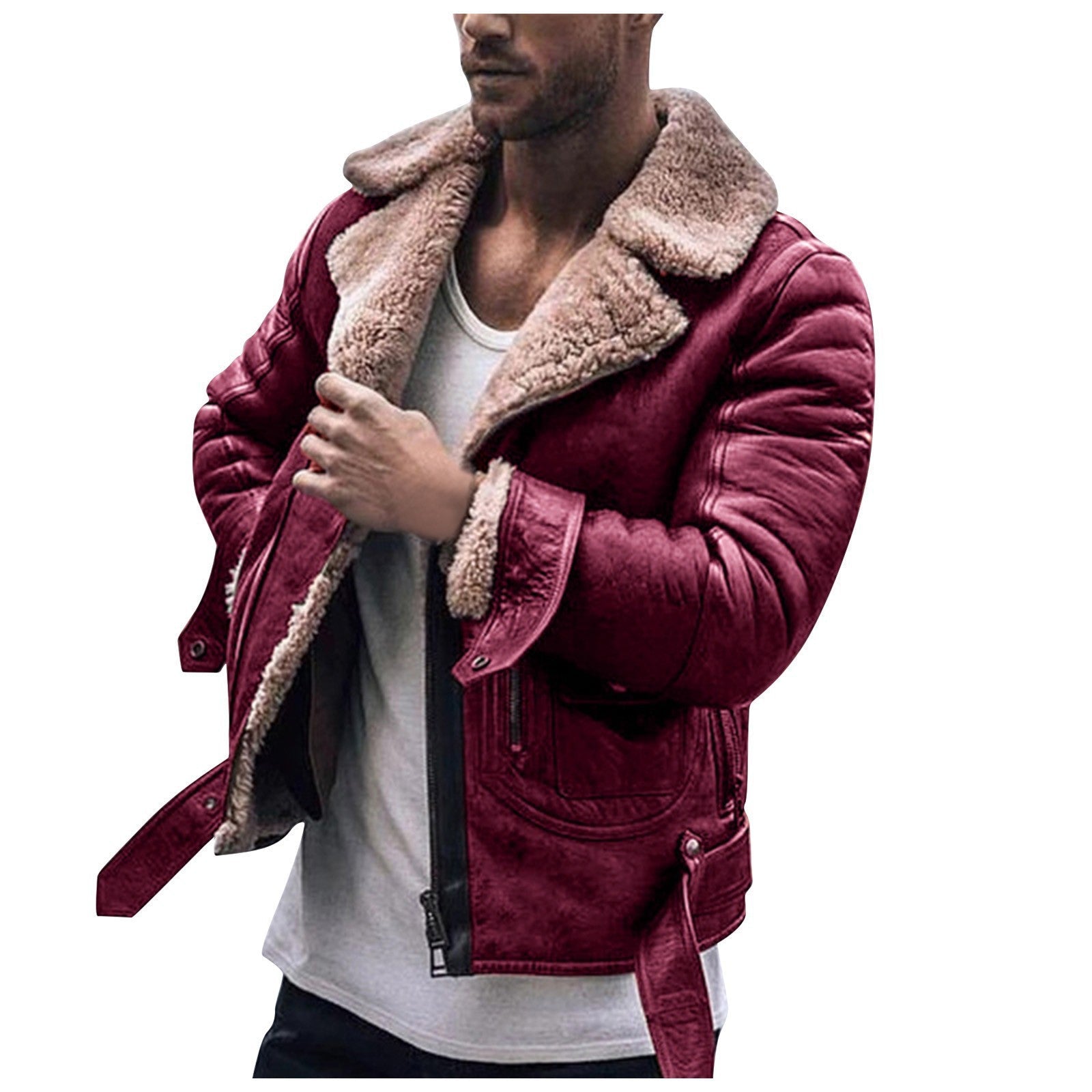 Herren jacke mit schickem Kunstfellkragen Krohn-e