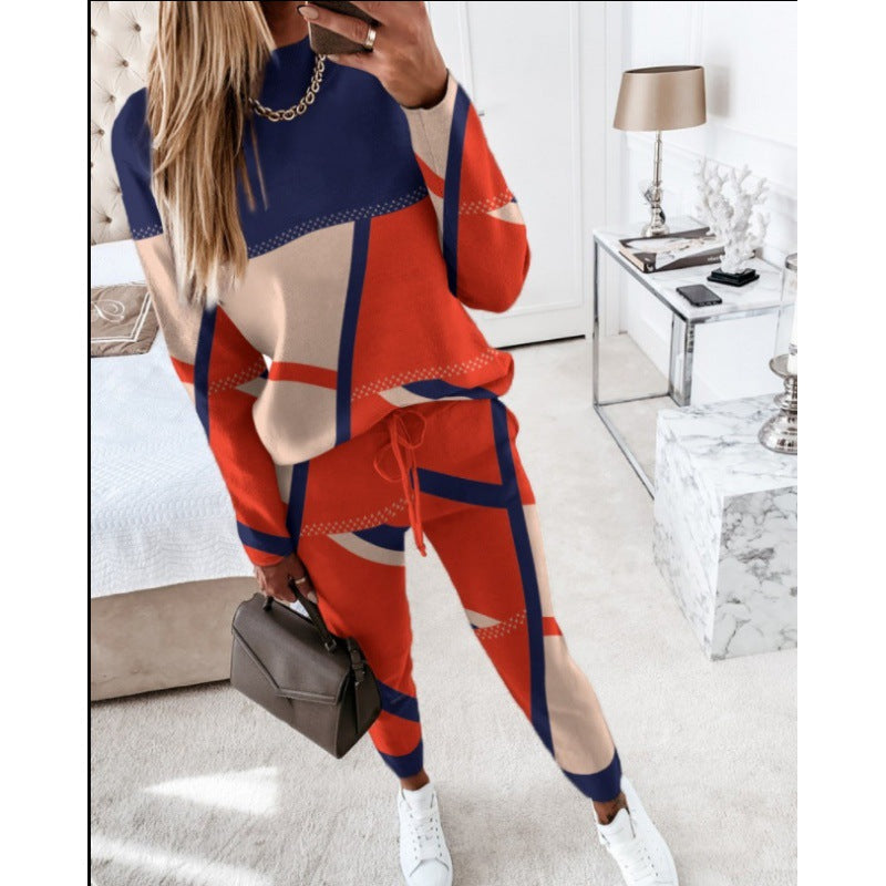 Damen trendy Sweatanzug mit grafischem Muster Krohn-e