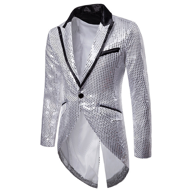 Herren eleganter Pailletten-Blazer mit asymmetrischem Schnitt und luxuriösem Design Krohn-e