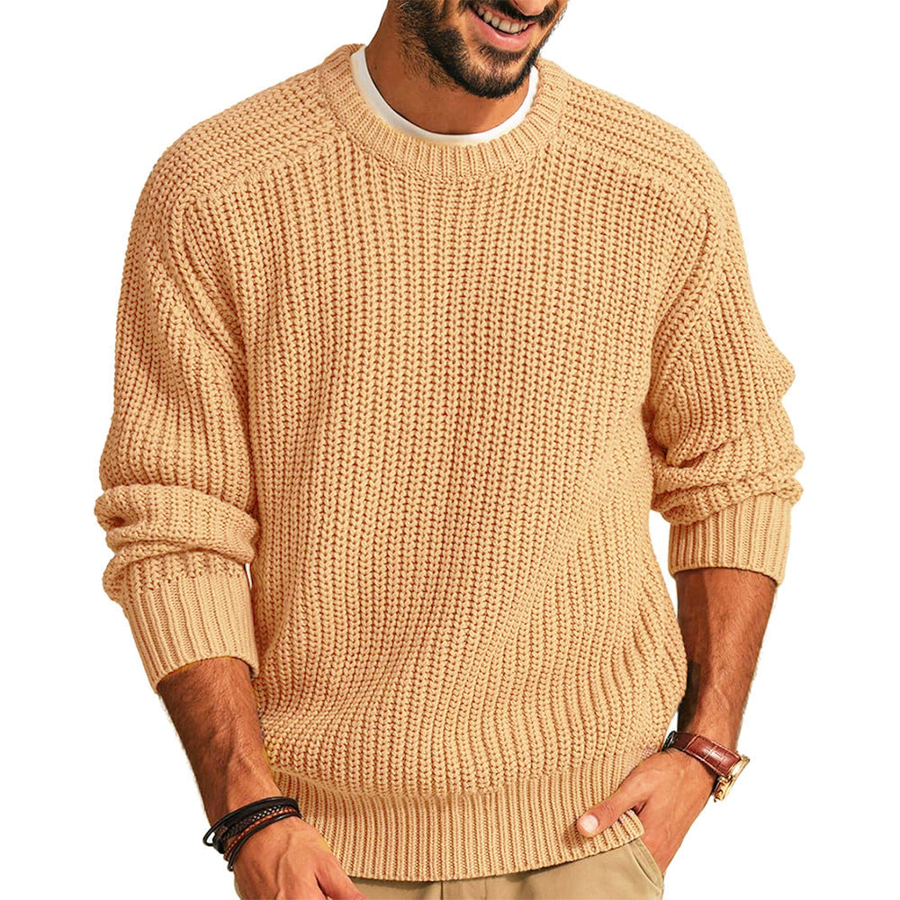 Herren Grobstrick Pullover mit Rundhalsausschnitt und lässigem Schnitt Krohn-e