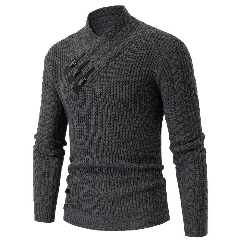 Herren Strickpullover mit elegantem Schalkragen und Zopfmuster Krohn-e