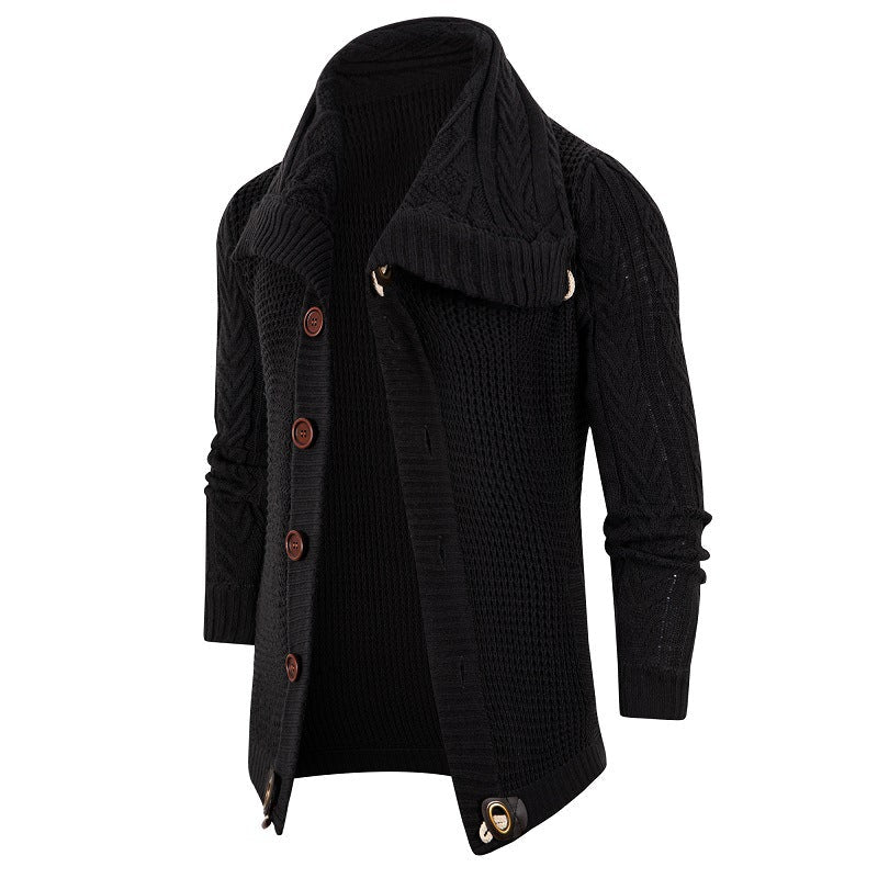Herren Grobstrick Strickjacke mit umschlagbarem Halsausschnitt Krohn-e