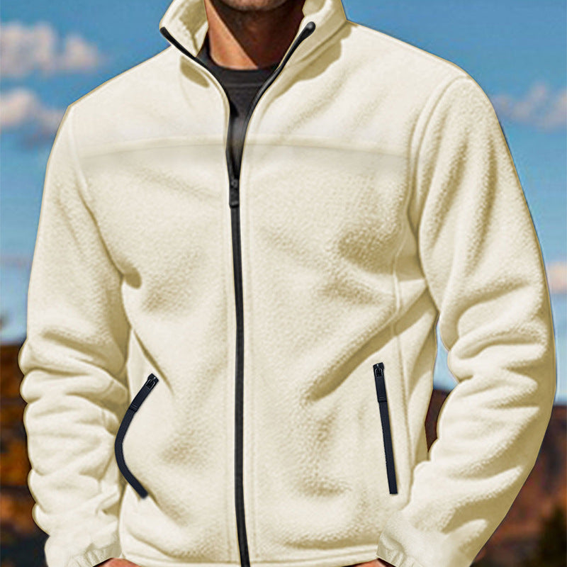 Herren Fleecejacke mit hochschließendem Kragen und Reißverschlusstaschen Krohn-e
