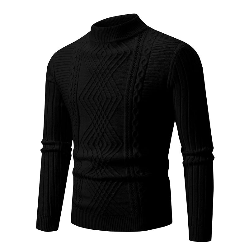 Herren Rollkragenpullover aus hochwertiger Baumwolle mit strukturiertem Zopfmuster Krohn-e