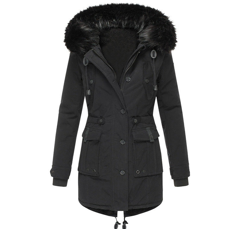 Krohn-e | Lange Winterjacke mit Knopfverschluss für Damen Ideal für Die Kalte Saison