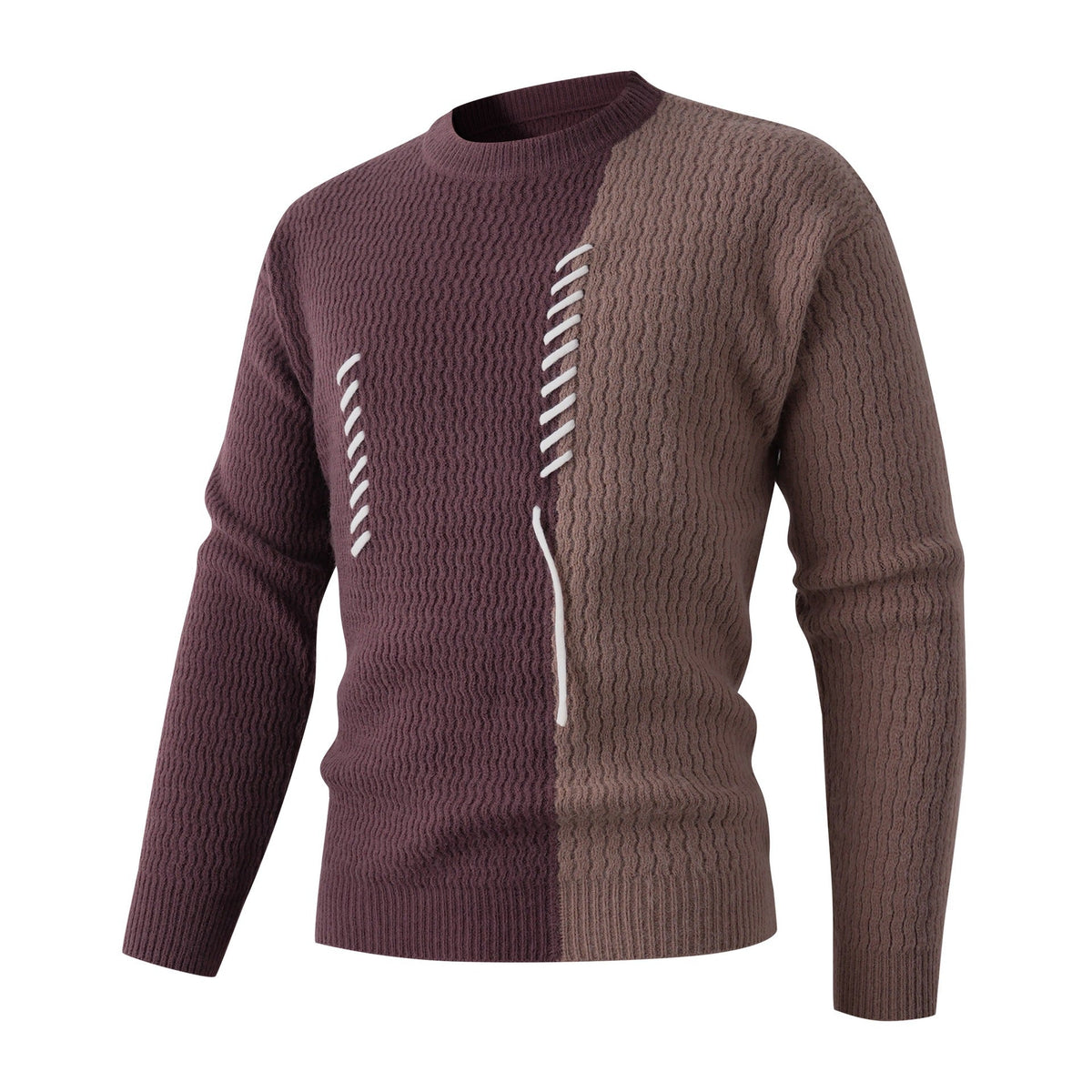 Herren Strickpullover mit modernem Zopfmuster und kontrastierenden Details Krohn-e