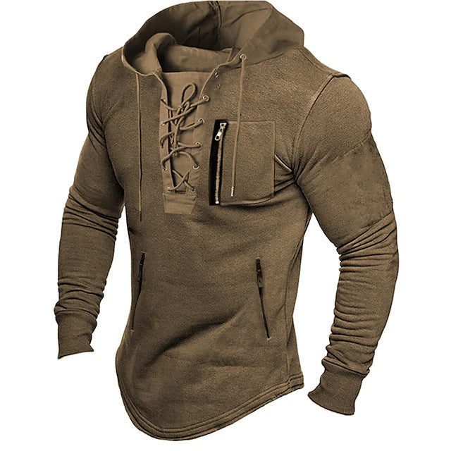 Herren Sportlicher Kapuzenpullover mit ausgefallenem Schnürverschluss Krohn-e