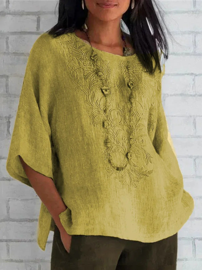 Damen bestickte Leinenbluse Krohn-e
