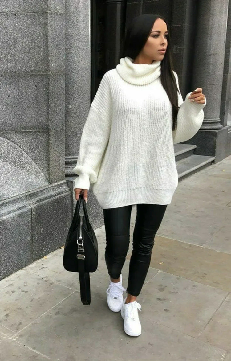 Damen Oversized-Strickpullover mit hohem Kragen und lässigem Schnitt Krohn-e
