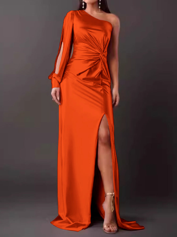 Damen Abendkleid mit asymmetrischem Ausschnitt und eleganter Faltenlegung Krohn-e