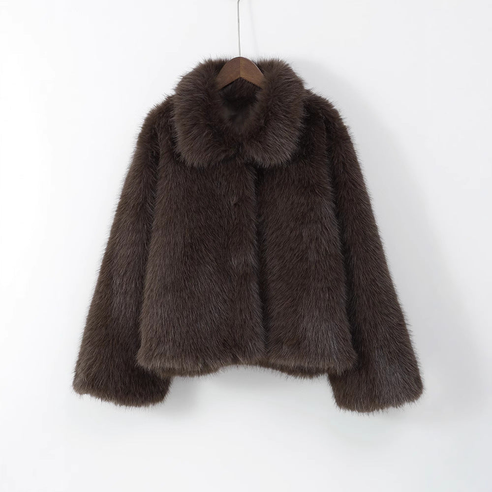 Damen Modische Kurzjacke aus hochwertigem Kunstfell mit elegantem Kragen Krohn-e