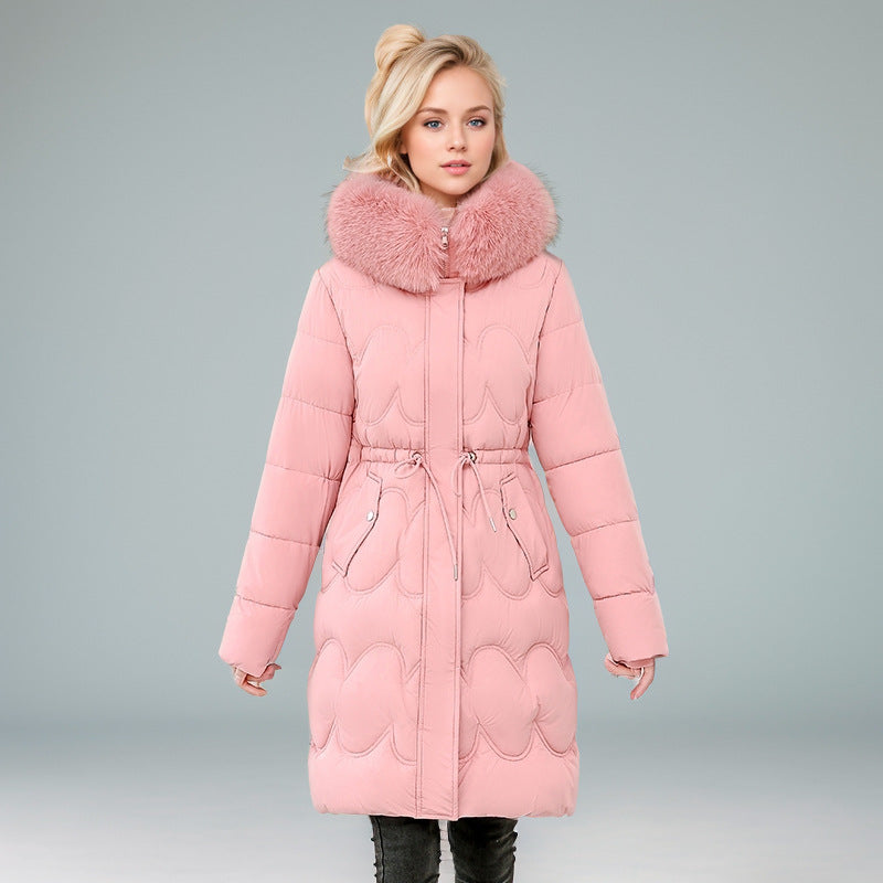 Damen modischer Puffer-Mantel mit abnehmbarem Kunstfellkragen und taillierbarem Gummizug Krohn-e