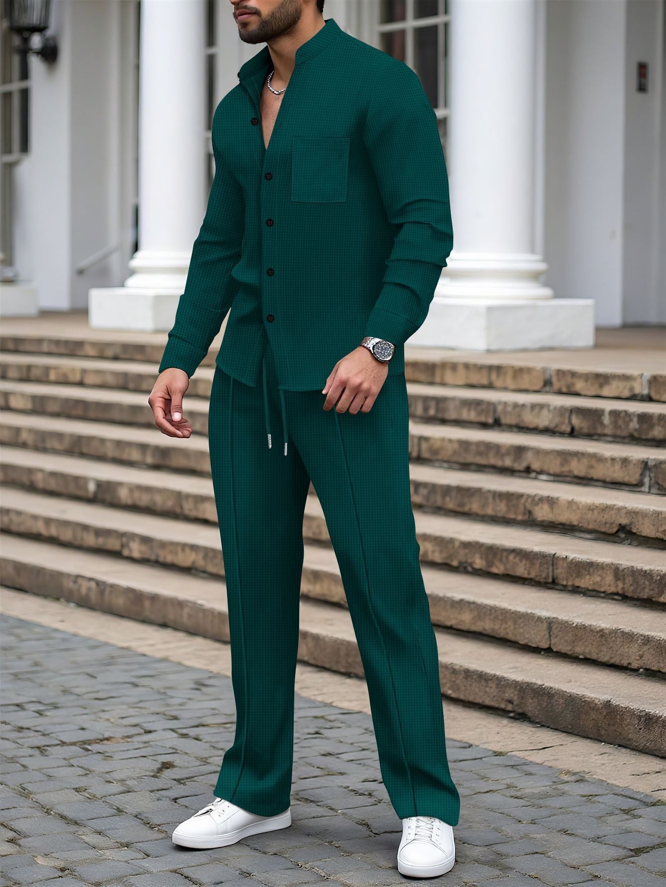 Herren elegante Karohose mit passendem Hemd Krohn-e