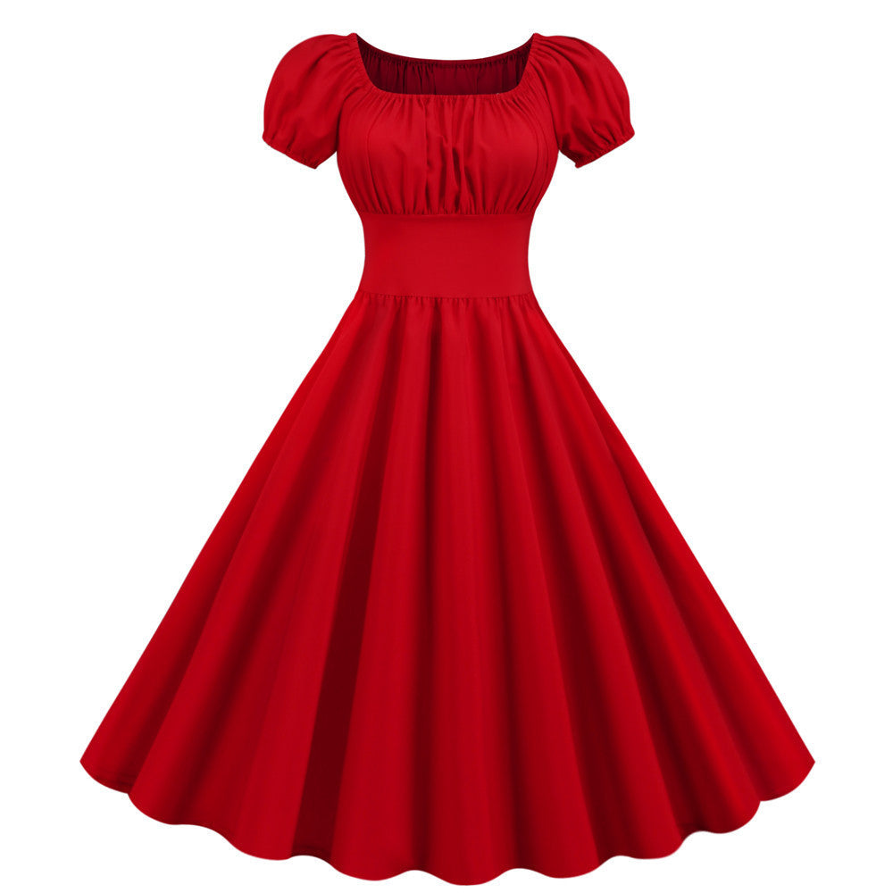 Damen A-Linien Kleid mit Puffärmeln und Taillierung Krohn-e