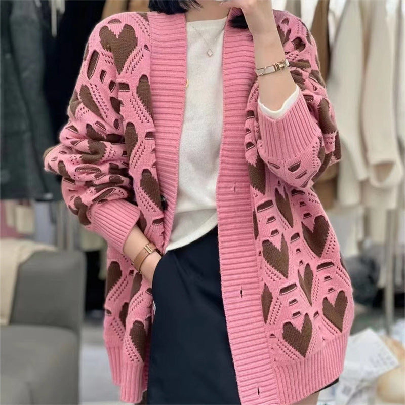 Damen Strickjacke mit Herzmotiv und luxuriösem Schnitt Krohn-e