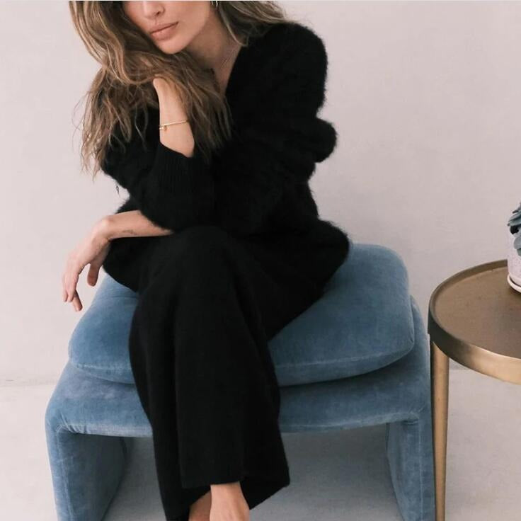 Damen weicher Strickcardigan mit luxuriösem Mohair-Anteil und lässigem Schnitt Krohn-e