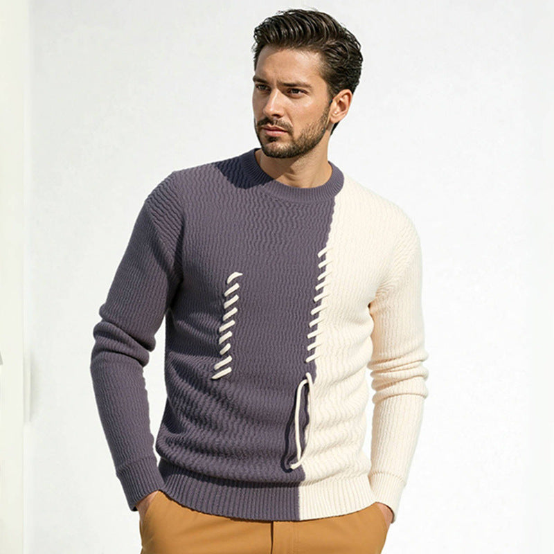 Herren Strickpullover mit modernem Struktur-Design und kontrastierenden Mustern Krohn-e