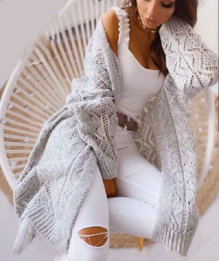 Damen Großer Strickcardigan mit Ajourmuster Krohn-e
