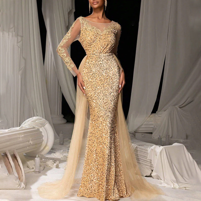 Elegantes langes Spitzenkleid für Partys von Krohn-e