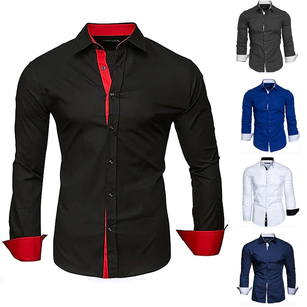 Herren elegantes Langarmhemd mit kontrastierenden Manschetten Krohn-e