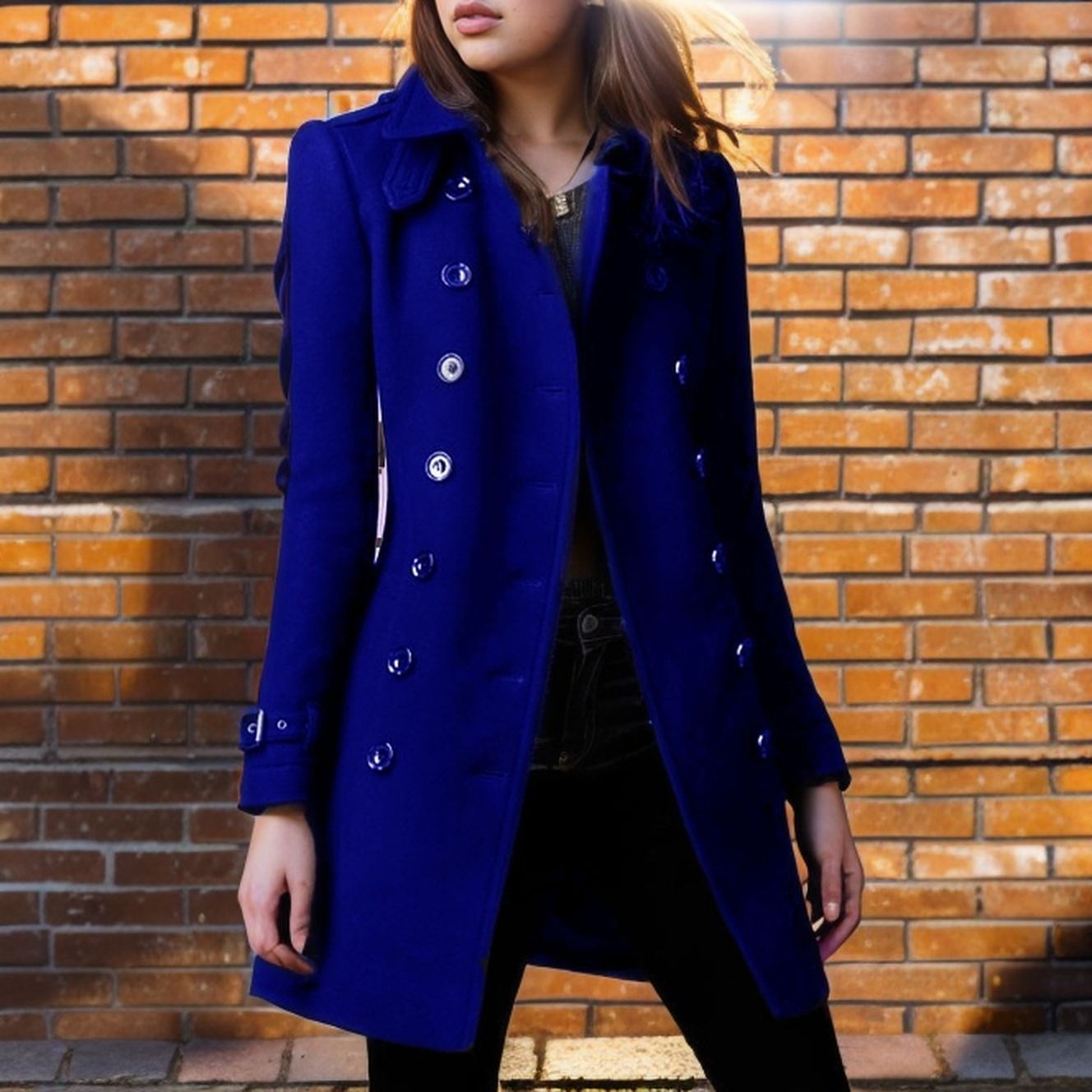 Damen Wollmantel mit stilvollem Knopfdesign Krohn-e