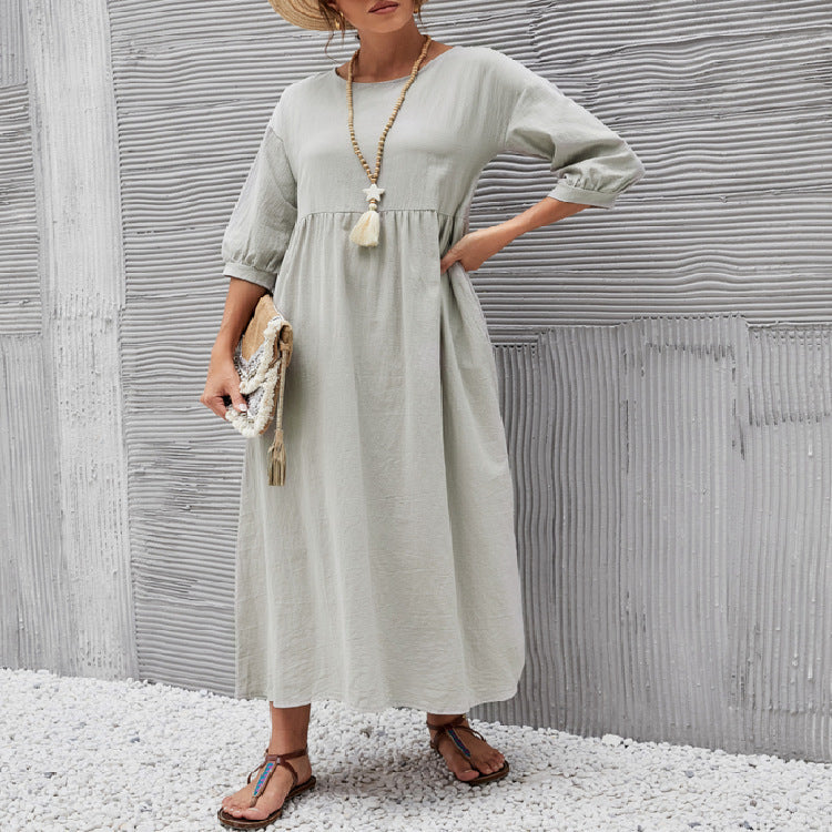Damen Freizeitmaxikleid mit luftigen Ärmeln und seitlichen Taschen Krohn-e