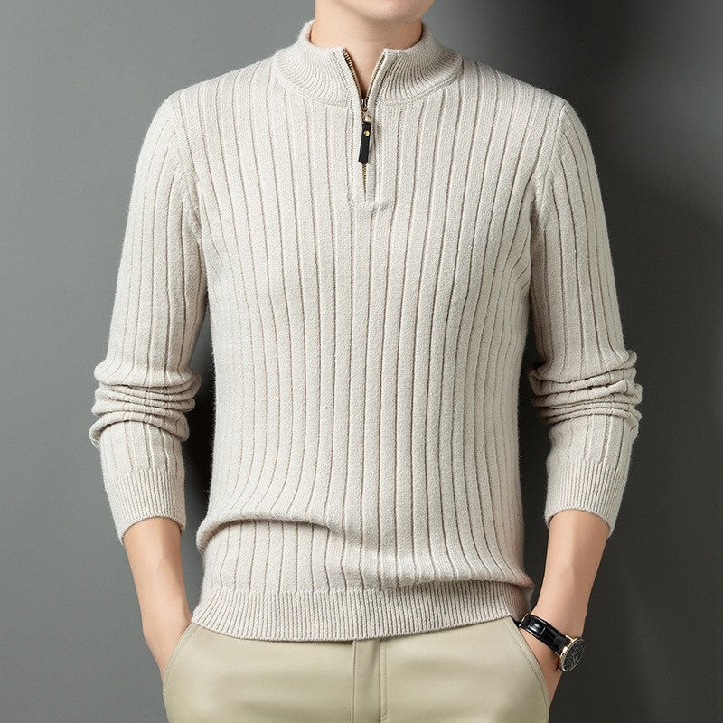 Herren Strickpullover mit modernem Stehkragen im Rippdesign Krohn-e