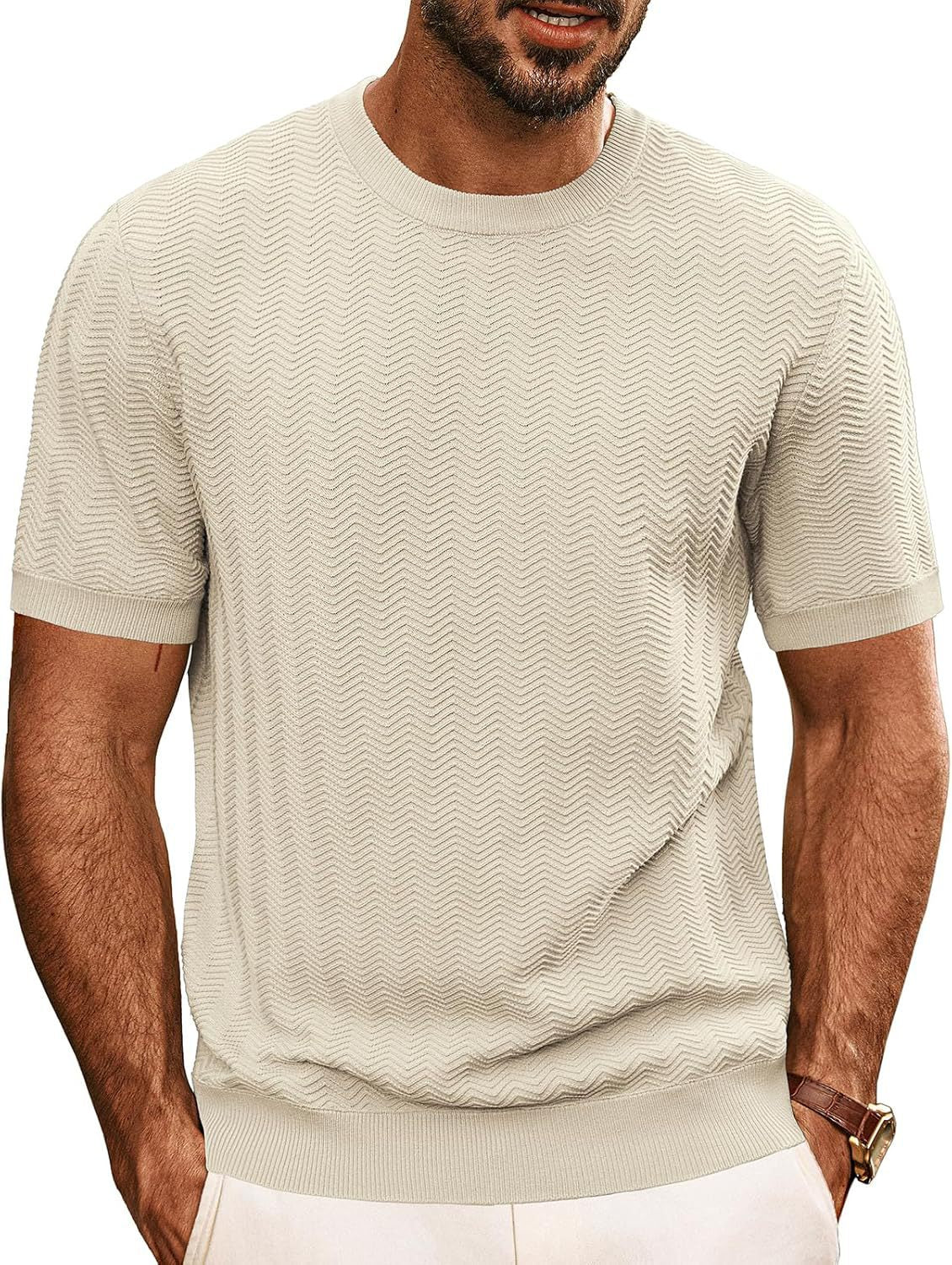 Herren strukturiertes Rundhals T-Shirt Krohn-e