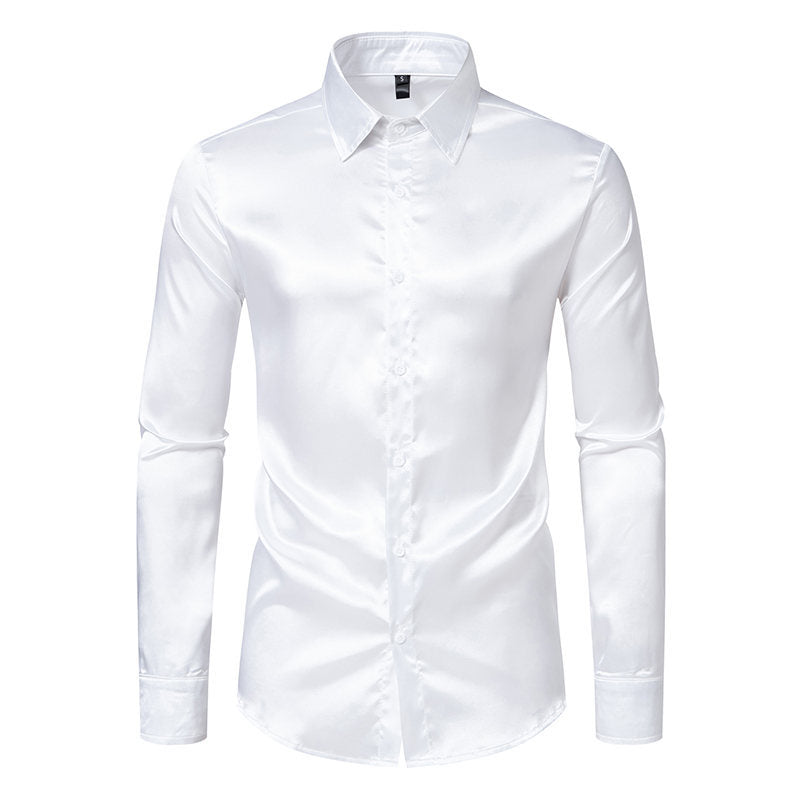 Herren Elegantes Satinhemd mit schimmerndem Finish und klassischem Kragen Krohn-e