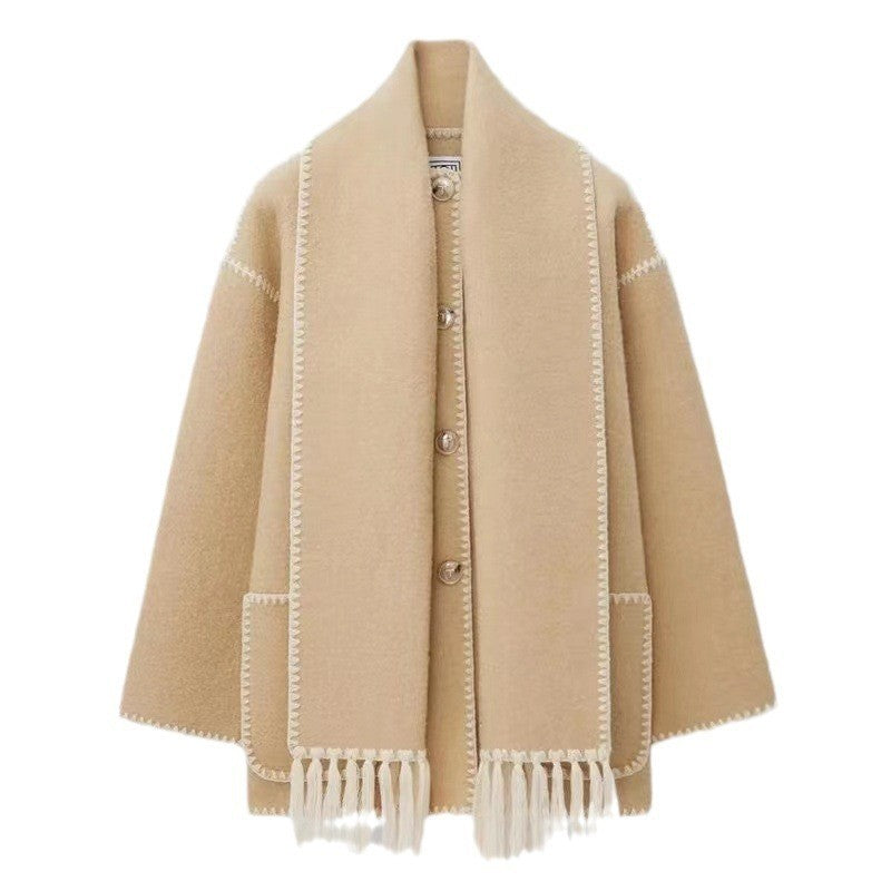 Damen Oversized Strickjacke mit Fransen und Taschen Krohn-e