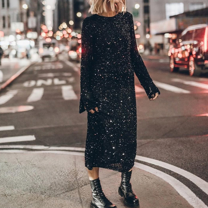 Damen Glitzerndes Langarmkleid Krohn-e