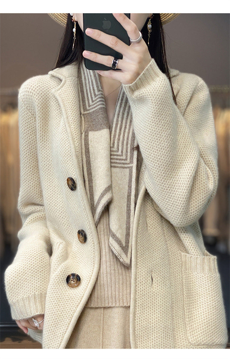 Damen Strickjacke mit oversized Schnitt und lässigem Kragen Krohn-e
