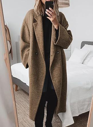 Damen Oversized Bouclé-Mantel mit doppelter Knopfleiste Krohn-e