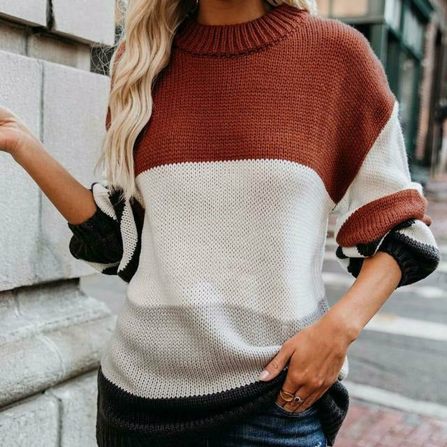 Krohn-e | Gestreifter Strickpullover mit Doppelt Naht